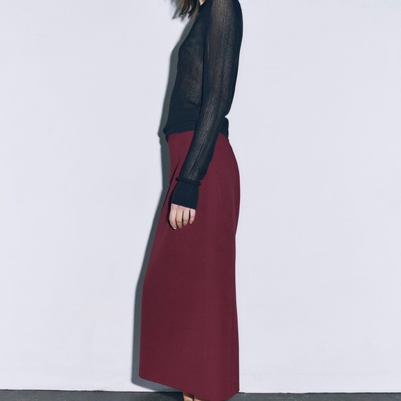 ZARA Gorgeous Wine color co-ord Set with tailored blazer & MIDI Pencil Skirt 🔥 - Picture 9 of 13
